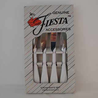 FIESTA 4 PC WHITE STEAK KNIFE SET - LONG RETIRED SET & COLOR