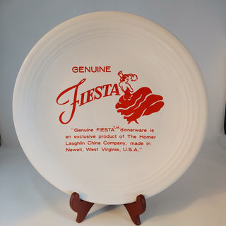 Homer Laughlin FIESTA Advertising Logo Dancing Lady Chop  Plate White