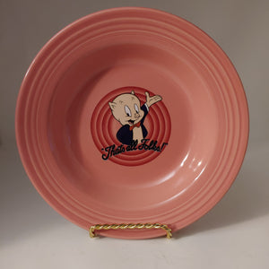 Fiestaware Looney Tunes Porky Pig 9" Soup Bowl Warner Bros Fiesta