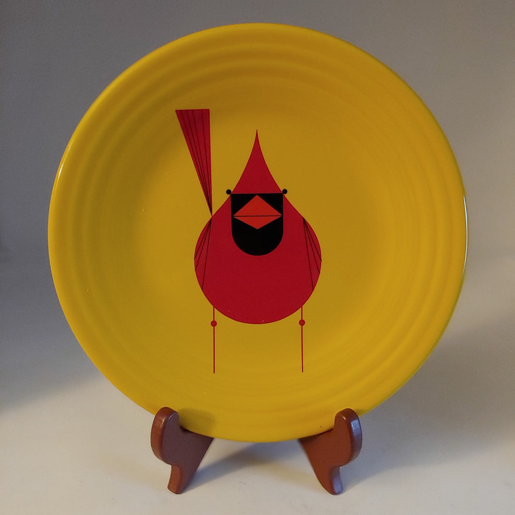 Fiesta Cardinal Luncheon Plate in Daffodil Charley Harper Exclusive