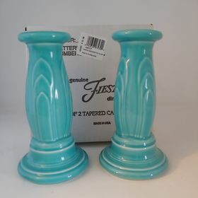 Fiesta Y2K Tapered Candle Stick Holder Pair Turquoise