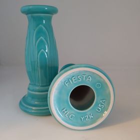 Fiesta Y2K Tapered Candle Stick Holder Pair Turquoise