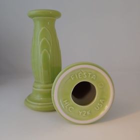 Fiesta  pair of Y2K Tapered candle stick  holders, in Chartreuse