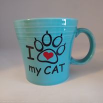 Load image into Gallery viewer, Fiesta Turquoise I Love My Cat Taper Mug NWT
