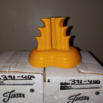 Load image into Gallery viewer, BUTTERSCOTCH PYRAMID CANDLE HOLDER PAIR ~ NIB # 391/ 400 Contemporary Fiesta Ware
