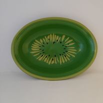 Load image into Gallery viewer, FIESTA ware KIWI Green DEEP DISH OVAL Bowl Serving Betty Crocker HTF
