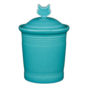 Fiesta Turquoise Cat Treat Jar Canister