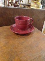 Fiesta Cinnabar Tea Cup & Saucer Set Retired color