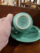 Load image into Gallery viewer, Fiesta Shamrock Decal on Seamist Cup &amp; Saucer  St Paddy htf

