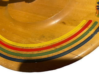 Vintage Fiesta Wood Hors D'oeuvres Round Holder w Toothpick holder in Middle