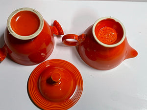 Vintage Original Red Cream and Sugar SET