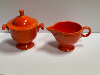 Vintage Original Red Cream and Sugar SET