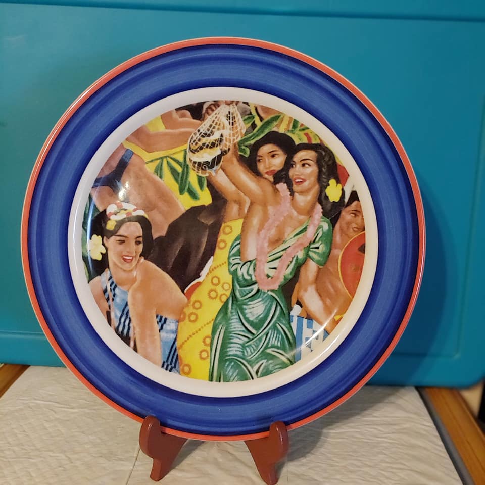 Lynn Krantz Hawaiiana Ware... Large Chop Plate....HTF Fiesta Homer Laughlin