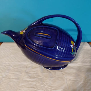 Hall Art Deco Blue Blossom Football Teapot