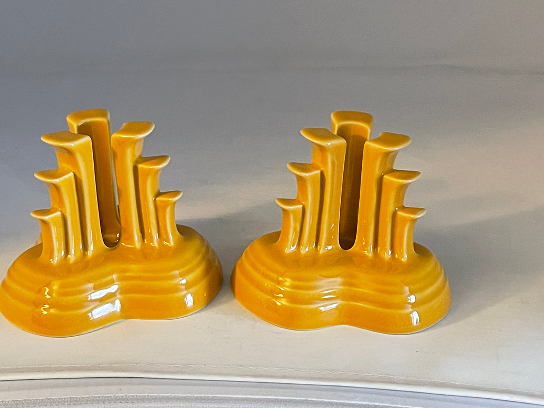 Fiesta Marigold Pyramid Candle Holder Set Retired Color
