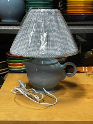 Fiesta Teapot Lamp w Gingham Shade to Match New Periwinkle