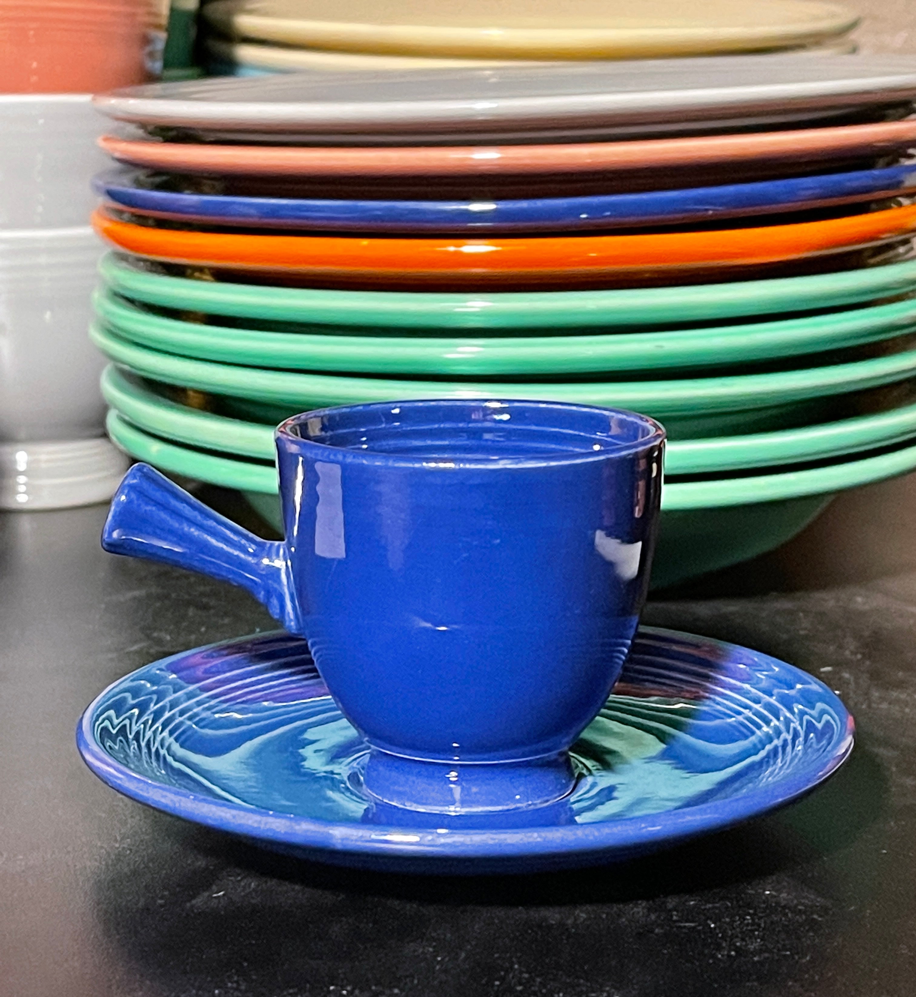 Vintage Fiesta Original Stick Handled A&D Demitasse Cup & Saucer