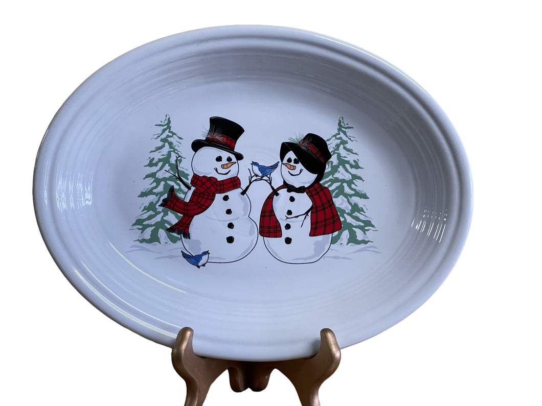 Fiesta Snowman & Lady Couple  Platter