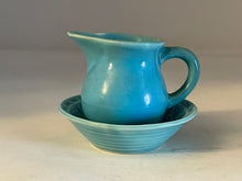 Load image into Gallery viewer, Harlequin Turquoise Basket Weave Nut Dish &amp; Matching Toy Creamer Set
