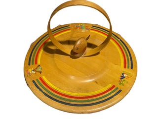 Vintage Fiesta Wood Hors D'oeuvres Round Holder w Toothpick holder in Middle