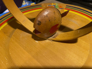 Vintage Fiesta Wood Hors D'oeuvres Round Holder w Toothpick holder in Middle