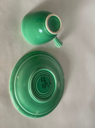 Vintage Fiesta Original Green Demi Cup and Saucer