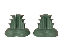 Load image into Gallery viewer, Fiesta Candle Holders Set of 2 Pyramid Tripod. Seamist Green

