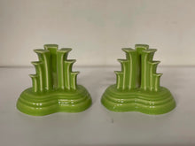Load image into Gallery viewer, Fiesta Candle Holders Set of 2 Tripod Pyramid Chartreuse
