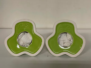 Fiesta Candle Holders Set of 2 Tripod Pyramid Chartreuse