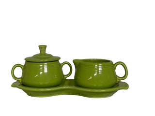 Fiesta Chartreuse Cream and Covered Sugar with Figure-8 tray excellent condition