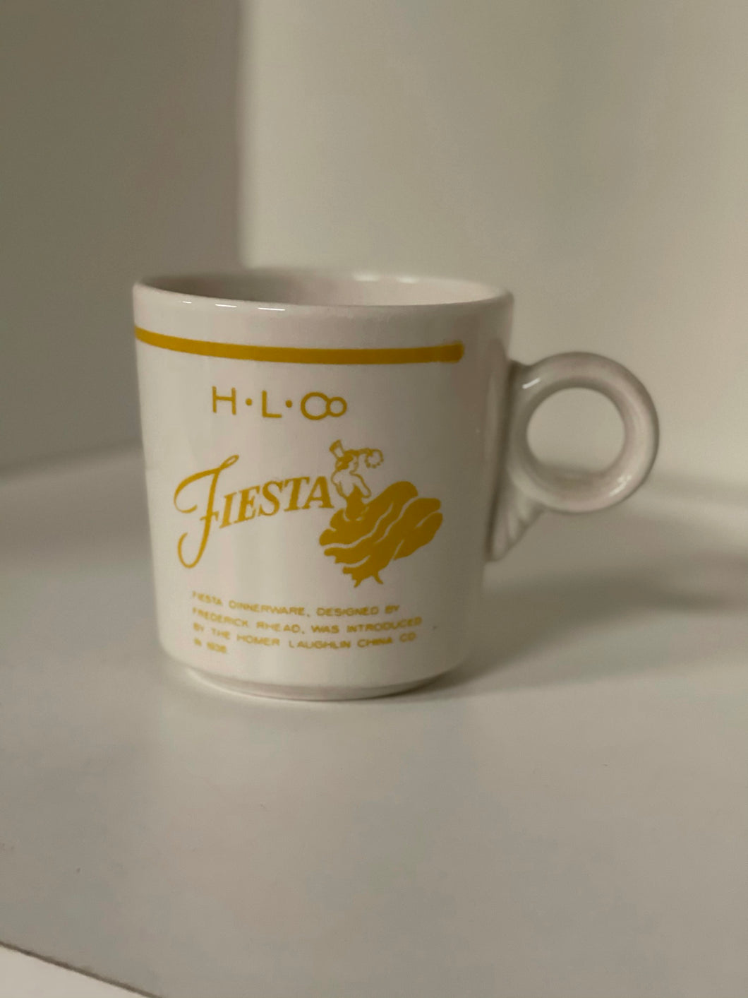 Homer Laughlin 50th Anniversary Fiesta Coffee Mug w  Sticker Marigold