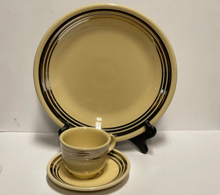 Fiesta 3 pc Set Dinner Plate & Cup & Saucer- Platinum Strip HLCCA Exclusive