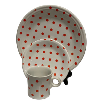 Fiestaware, HLCCA exclusive, 3 pc Place Setting, Fiesta, Poppy Dots