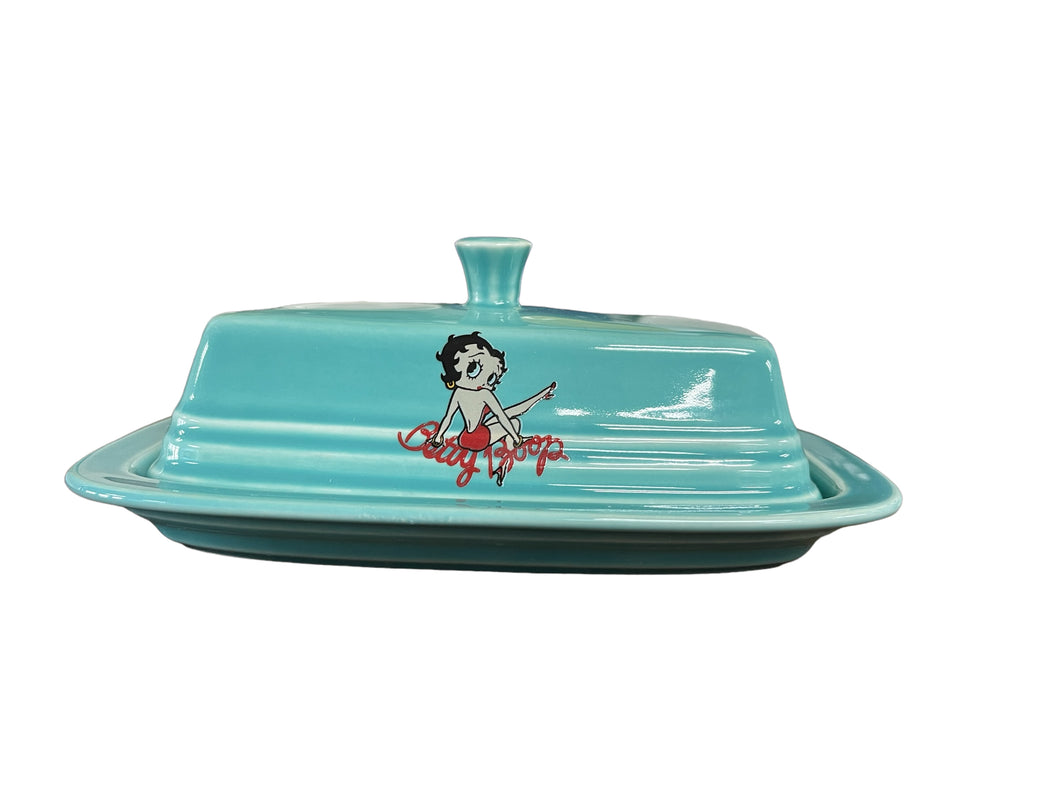 Fiesta Betty Boop Turquoise Butter Dish