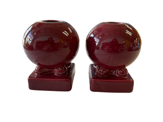 Fiesta Cinnabar Ball Candle Holders Pair