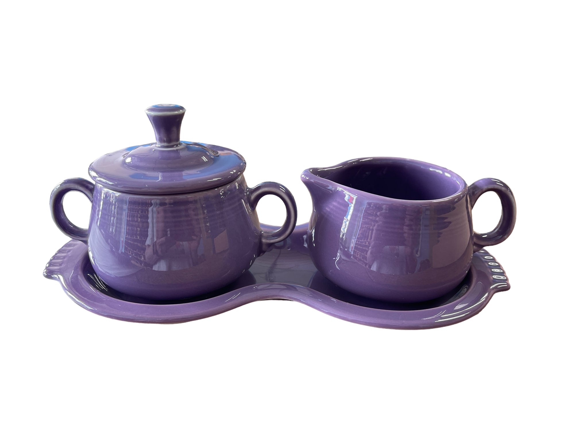 Fiestaware Cream and Sugar Set with figure 8 tray in high quality Lilac.