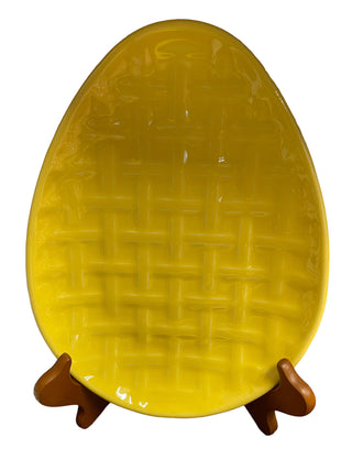 Embossed Basket  Weave Egg Plate 18 Inch Sunflower