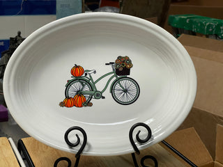 RETIRED BELK Store Exclusive Fiesta FALL BICYCLE HARVEST Decal 11.5" Platter NEW