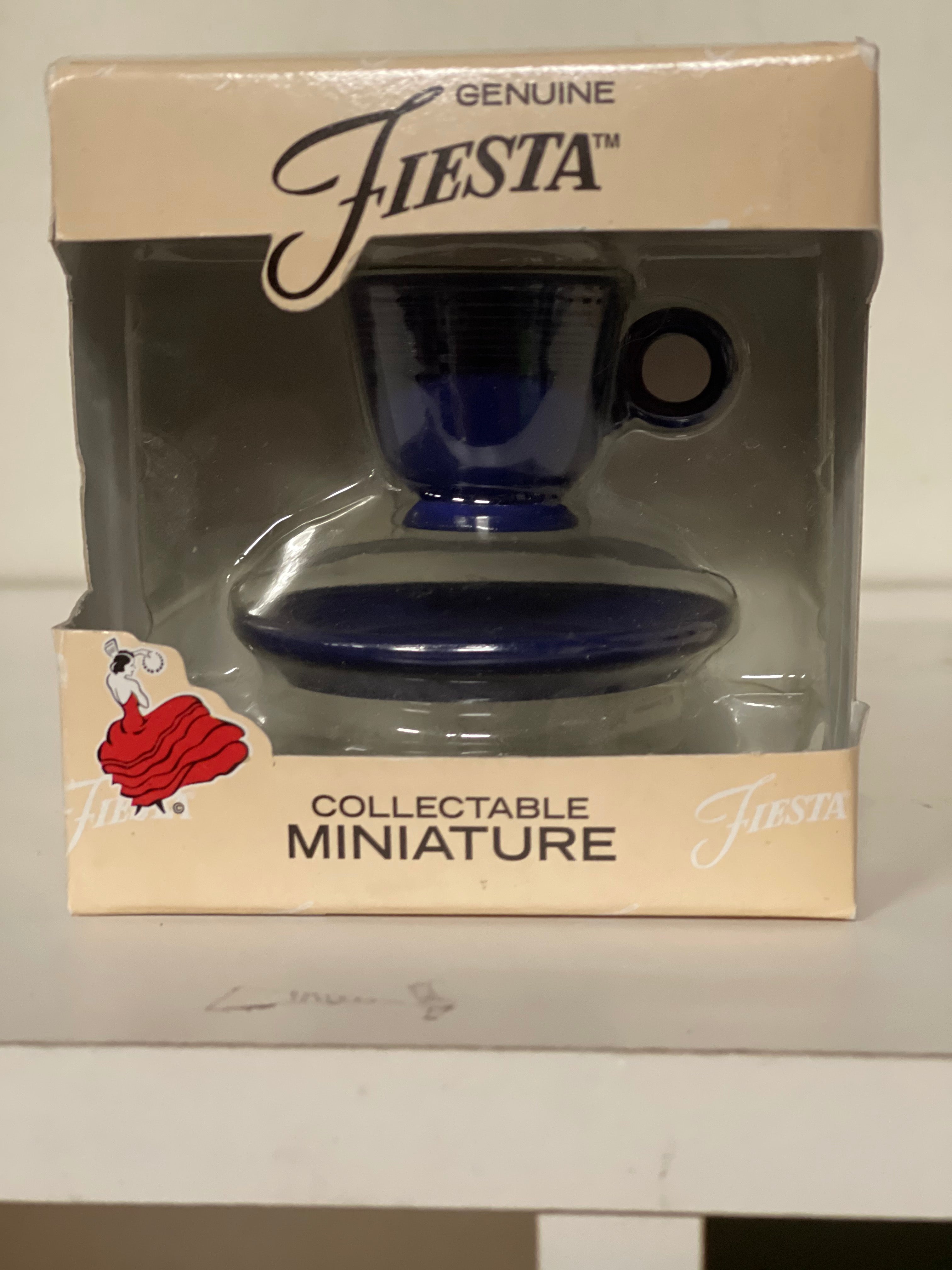 Fiestaware Go Along Accessory Cobalt Blue Tea Cup & Saucer Ornament