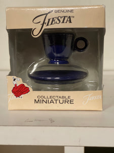 Fiestaware Go along accessory Cobalt Blue Tea Cup & Saucer Ornament Fiesta HLC NIB