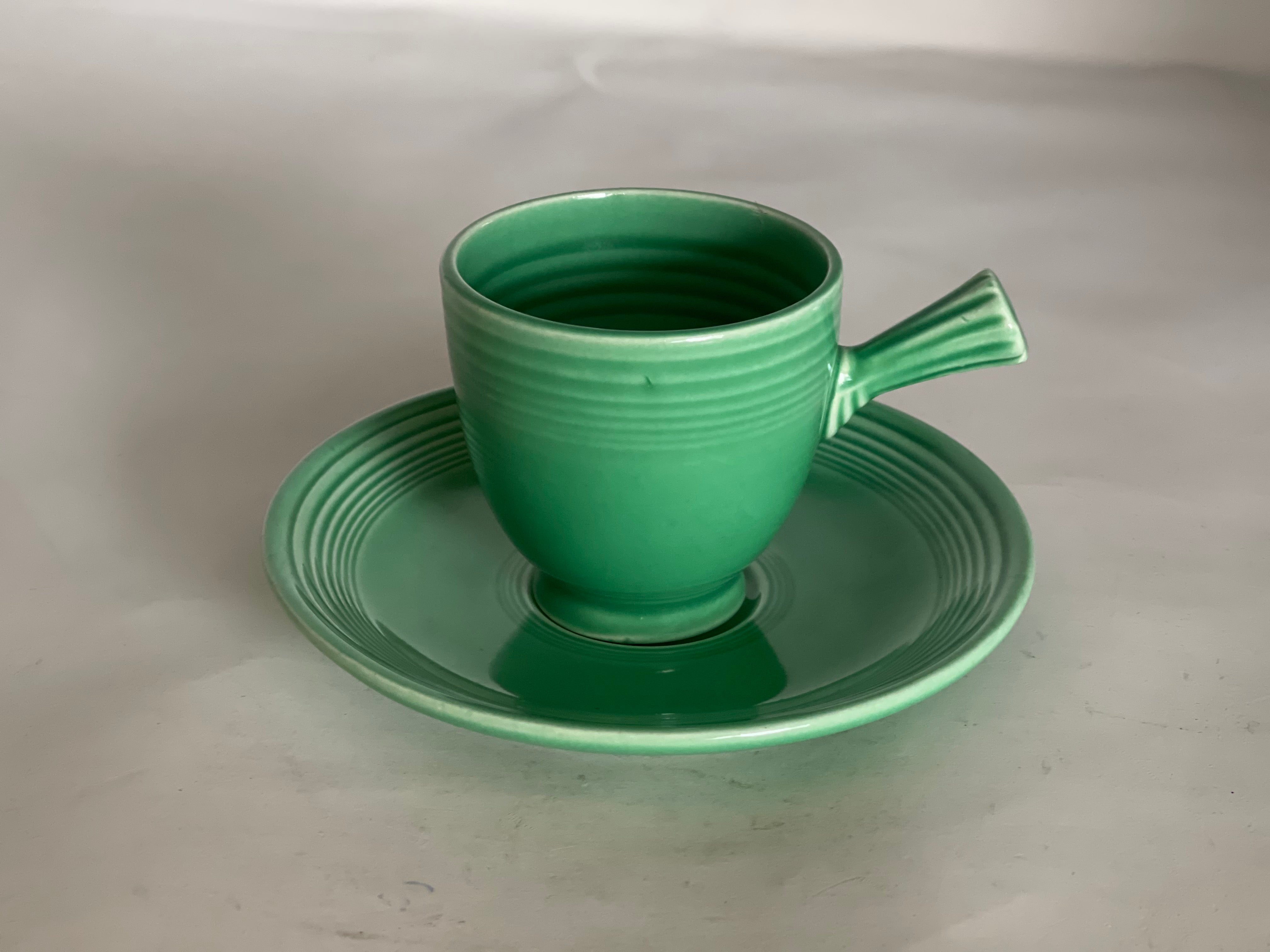 Vintage Fiesta Original Green Demi Cup and Saucer - Thumbnail 3