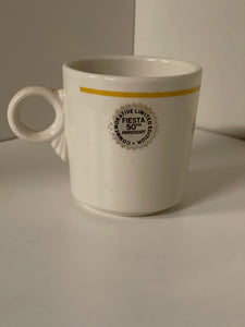 Homer Laughlin 50th Anniversary Fiesta Coffee Mug w  Sticker Marigold